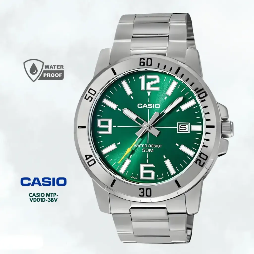 Reloj CASIO MTP-VD01D-3BV - Verde | Plateado · delva, Pucallpa