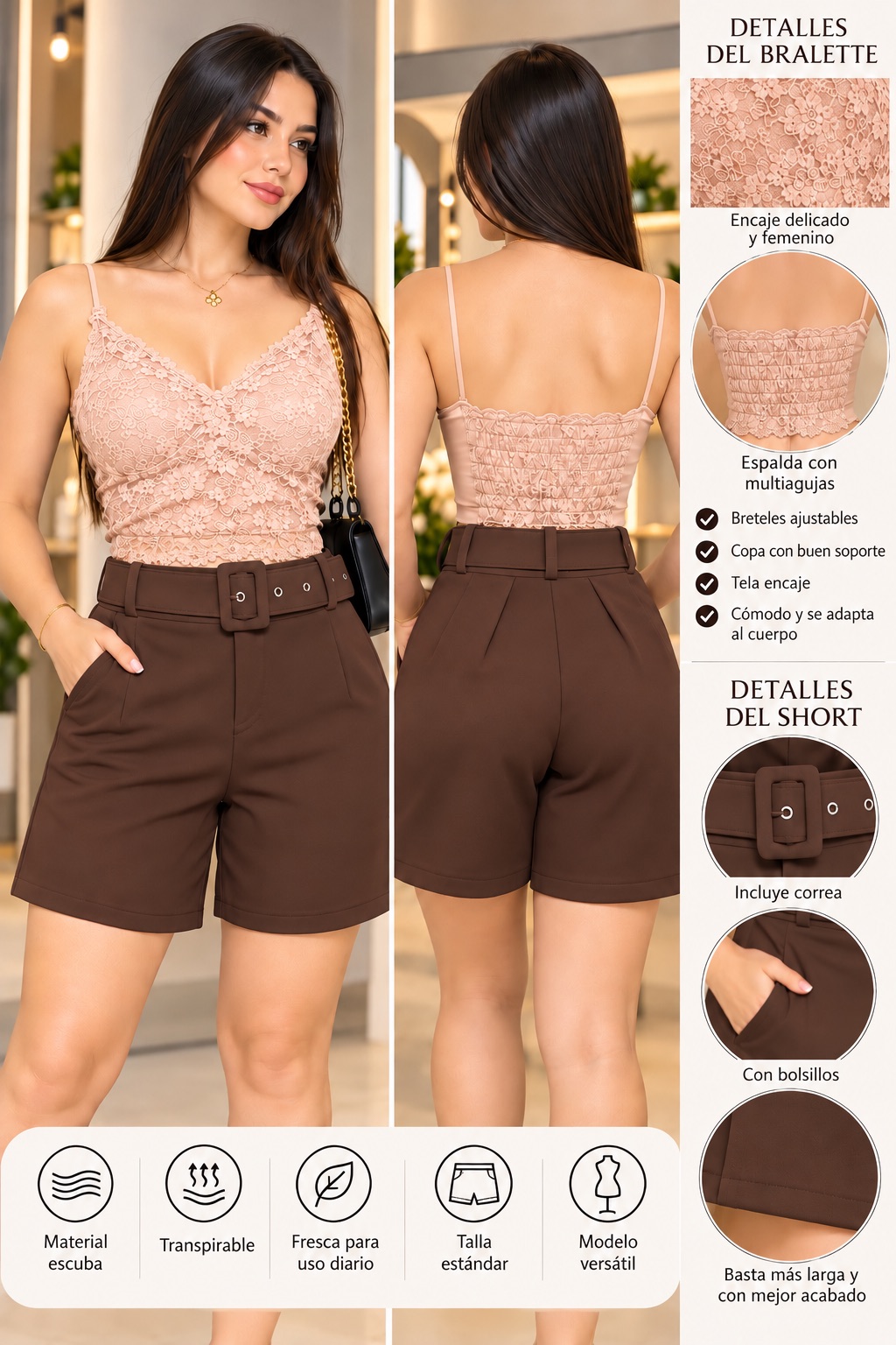 Conjunto short + bralet encaje  · foto 3