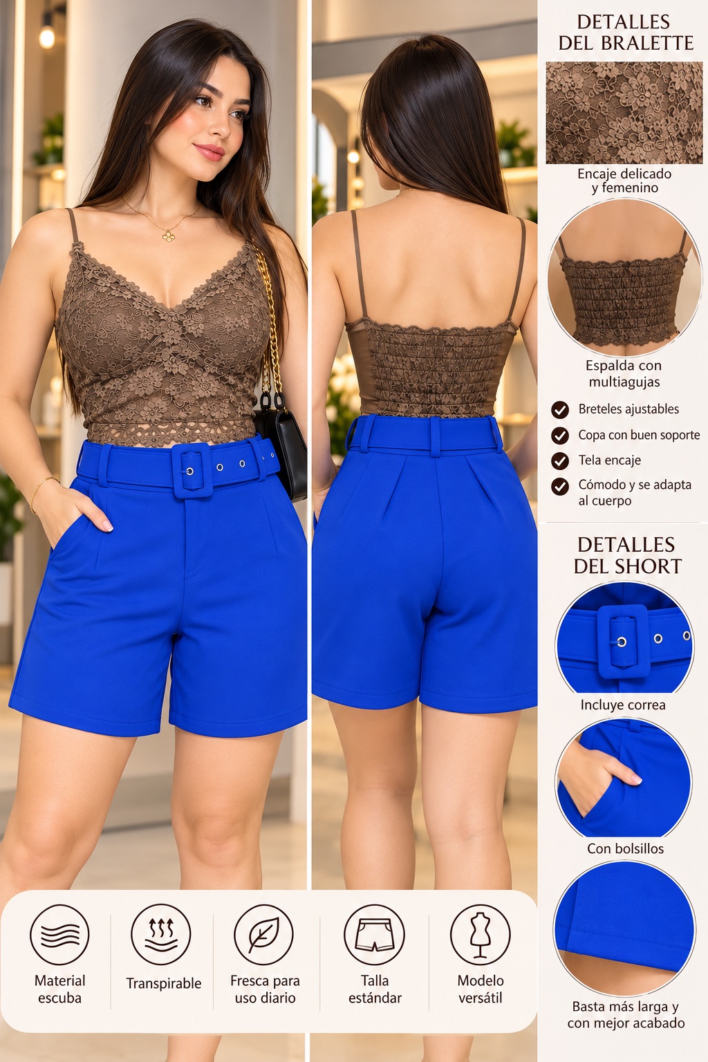 Conjunto short + bralet encaje  · foto 5