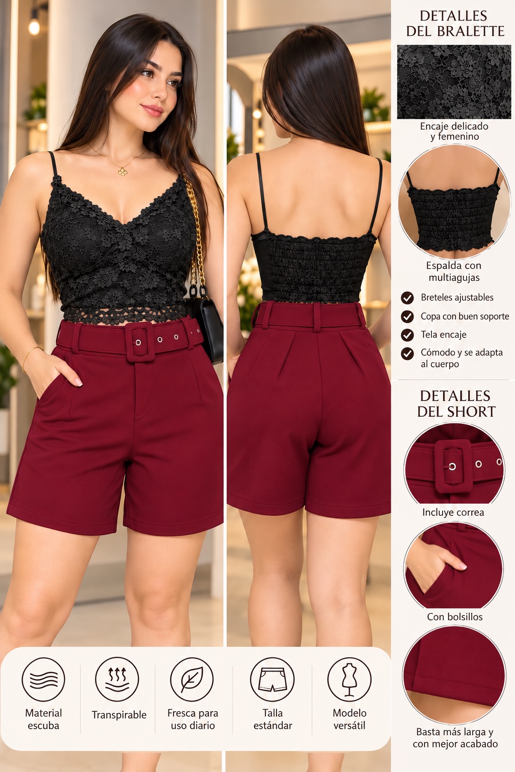 Conjunto short + bralet encaje  · foto 4