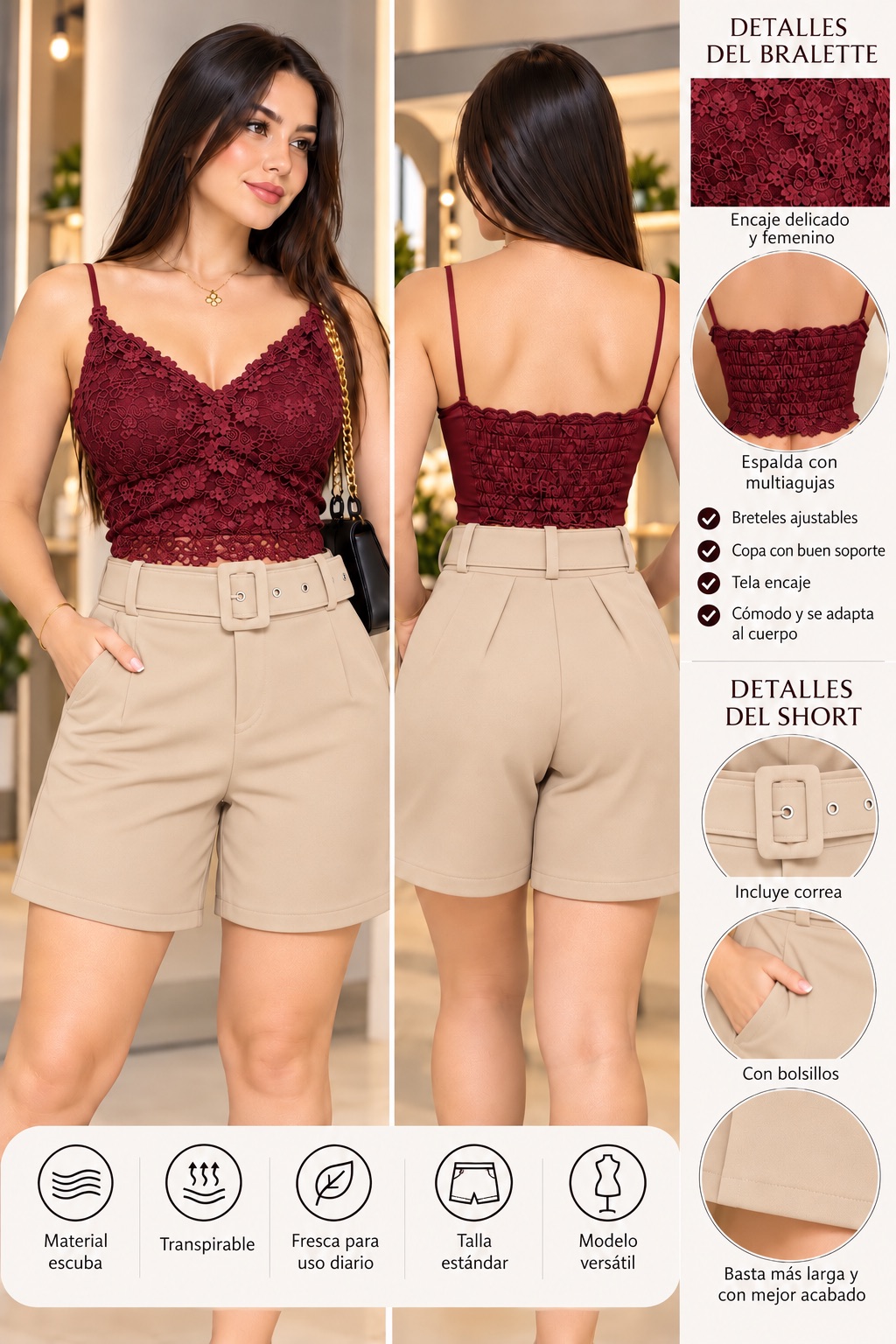Conjunto short + bralet encaje  · foto 2