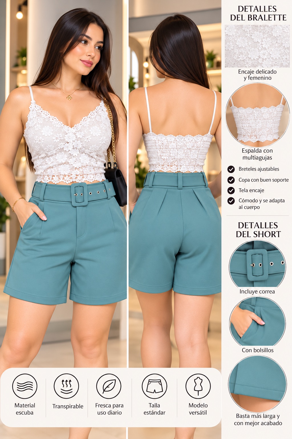 Conjunto short + bralet encaje  · Dhafana fashion, Pucallpa